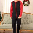 thumbnail image 3 of Joernso Men Jumpsuit O-neck Long Sleeve Hip Buttoned Front Closure One-piece Pajamas Warm Sleepwear Homewear, 3 of 8