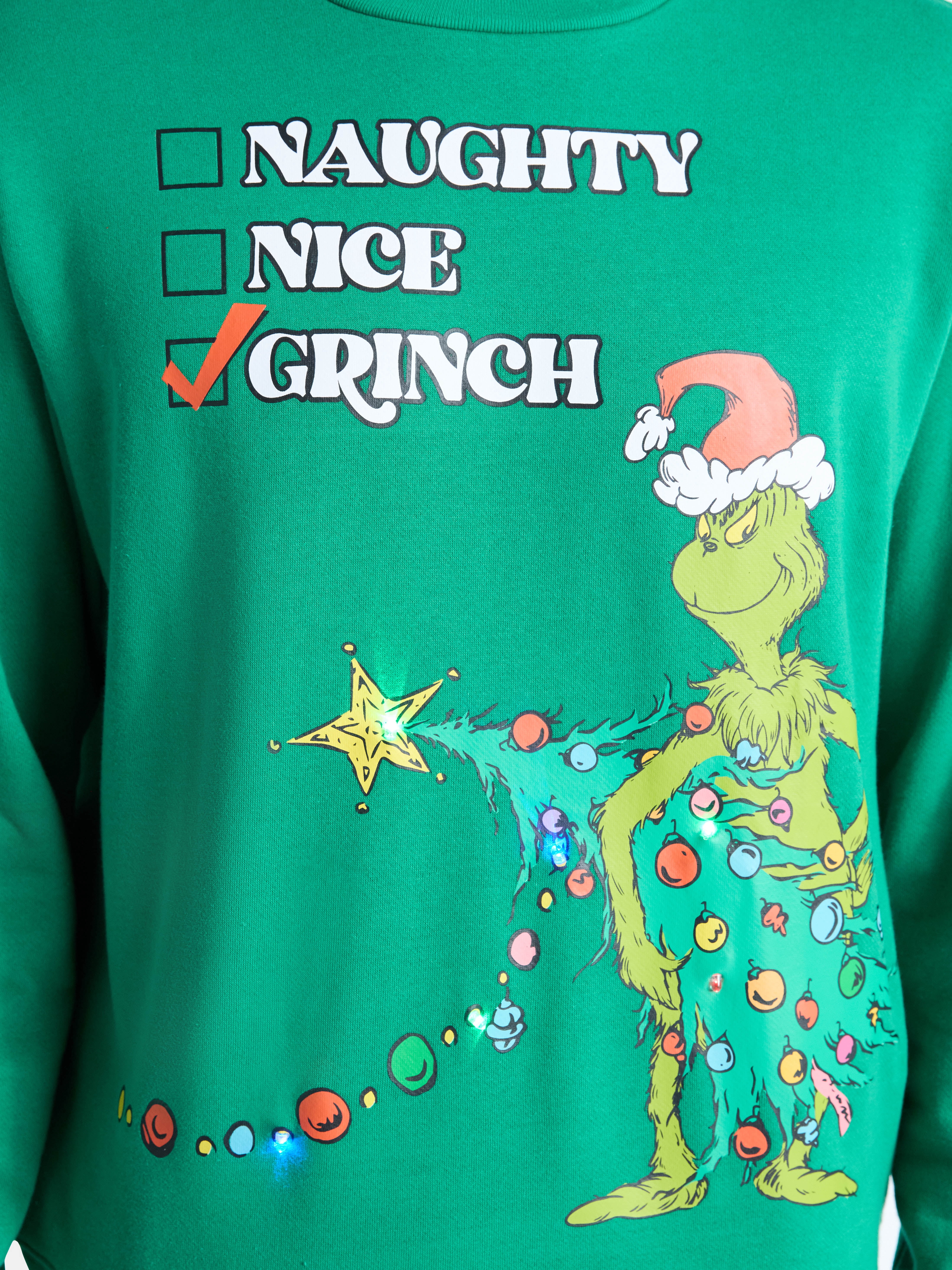 Dr. Seuss The Grinch Men's and Big Men's Graphic Light Up Sweatshirt, Sizes XS-3XL