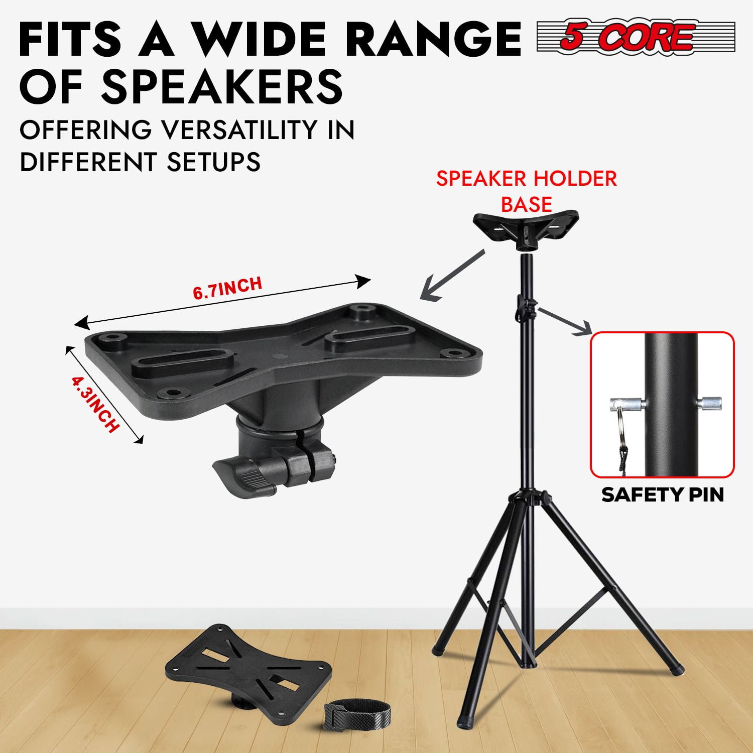 5 Core Speaker Stand Tripod Pair Floor Heavy Duty Adjustable Up to 72 Inch DJ Studio Monitor Stands Pole Mount
