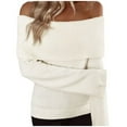 thumbnail image 2 of Pullover Sweaters for Women 2025 Long Sleeve Off Shoulder Slim Fit Plain Knitted Sweater Tops Fall Winter Outfits, 2 of 6