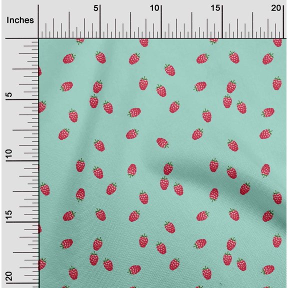 oneOone Viscose Chiffon Fabric Raspberry Fruit Print Fabric BTY 42 Inch Wide