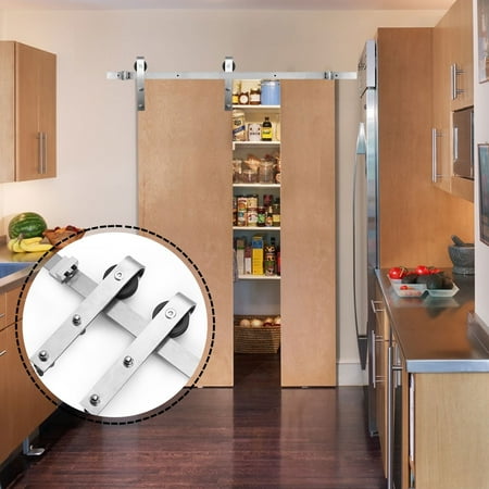 - Jaxpety 6FT Sliding Barn Door Hardware Stainless Steel Roller Track Rail Wall Mount Single door