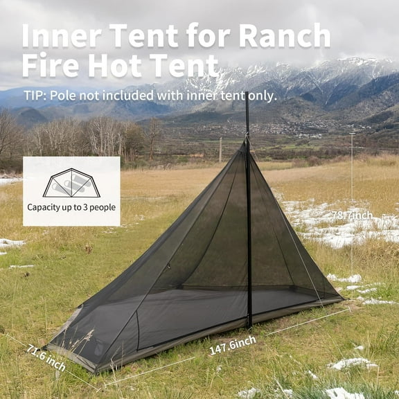 Ranch Fire Teepee Tent, Cold Weather Winter Hot Tent with Stove Jack, 4-6 Person Waterproof Windproof 4 Season Tents for Camping