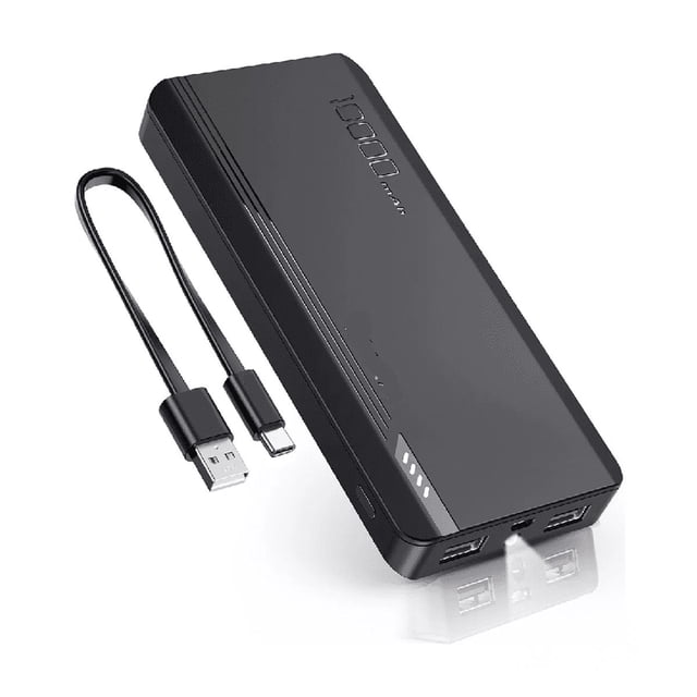 Power Bank Batería Portátil 10000mah 2.1a Carga Batería Portátil Con 2 Puerto Negra