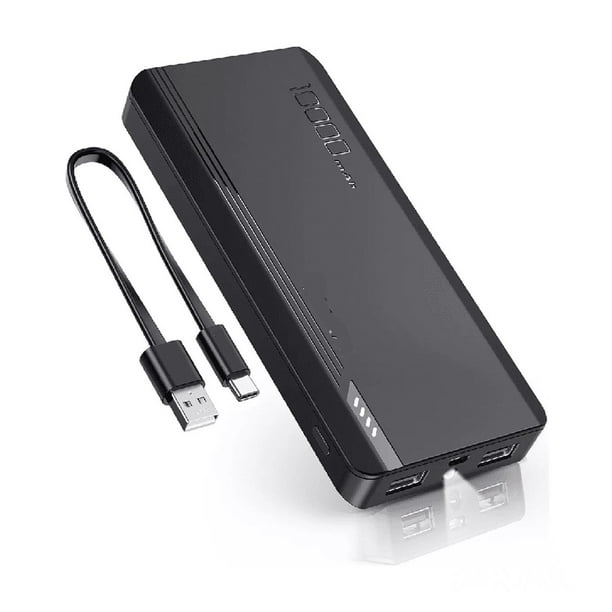 Power Bank Batería Portátil 10000mah 2.1a Carga Batería Portátil Con 2 Puerto Negra