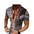 thumbnail image 1 of DYMADE Men Casual Printed Lapel Short Sleeve Buttons Shirt, 1 of 4