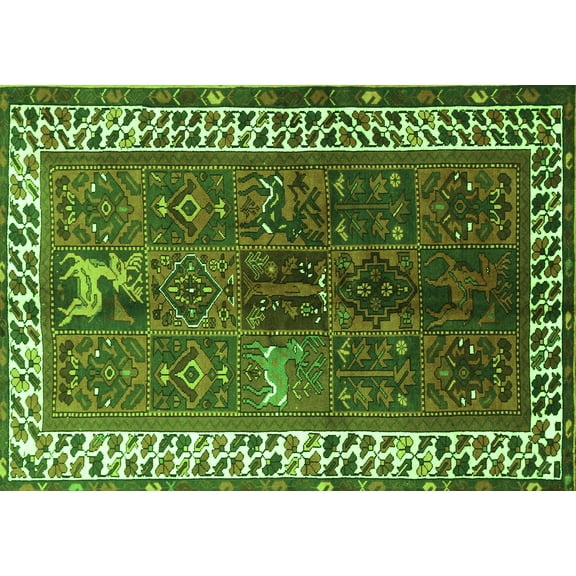 Ahgly Company Indoor Rectangle Persian Green Traditional Area Rugs, 5' x 7'