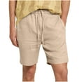 thumbnail image 1 of Pantalones de Hombre Elástico Cintura Músculo Casual Imitación Algodón Lino Textura Atado Cinco Cuartos de Pantalones Cortos, 1 of 9