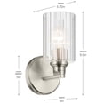 thumbnail image 2 of 55224NIFLU Kichler Lighting Gioe - 1 Light Wall Sconce-9.5 Inch Tall and 5 Inch Wide-Brushed Nickel Finish-Clear Fluted Glass Color, 2 of 5