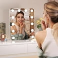 thumbnail image 2 of Hasipu 12" x 14" Hollywood Vanity Mirror with Lights Rectangle White Frame LED Makeup Mirror with 3 Light Modes for Bathroom, Dressing Table, 2 of 8
