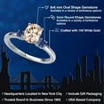 thumbnail image 2 of Gem Stone King 14K White Gold Peach Morganite and Blue Created Sapphire Engagement Ring for Women | 1.28 Cttw | Oval 8X6MM | Gemstone October Birthstone | Size 8, 2 of 6
