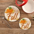 thumbnail image 2 of GZHJMY 2PCS Fall Pumpkin Trivets Pot Holders Set and Placemats Set, Hot Pads, Table Mats for Cooking and Baking, Cotton Braided Hot Pads, 7.09"+9.45", 2 of 7