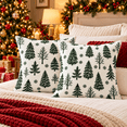 thumbnail image 6 of LOMYOLO Christmas Throw Pillow Covers Set of 2, 18x18IN Chenille Double Side Xmas Decorative Pillow Covers Soft Farmhouse Holiday Cushion Covers for Sofa Couch Bed, Christmas Tree Reindeer Snowflake, 6 of 8