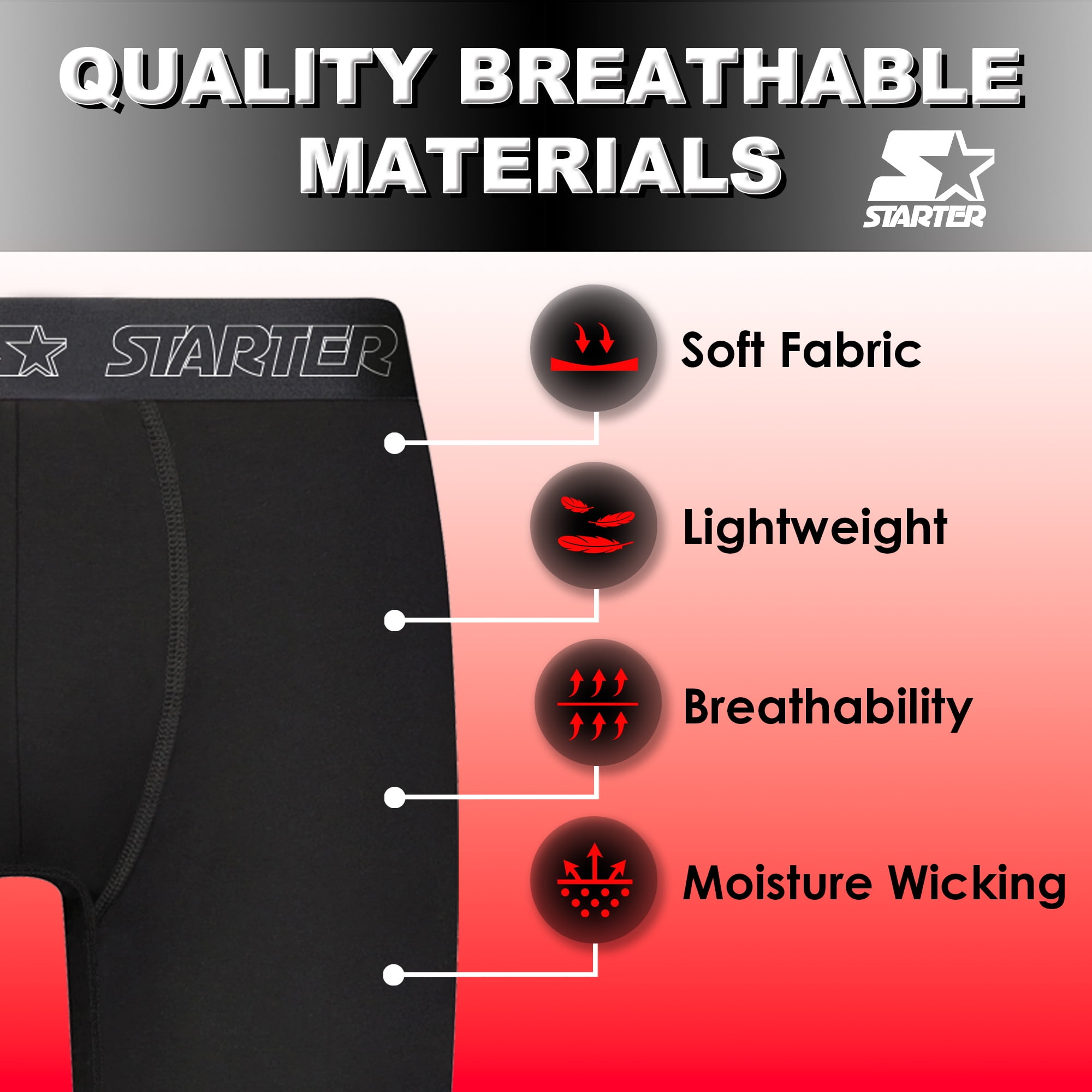 (2 pack) Starter Men's and Big Men’s Stretch Cotton Boxer Briefs, 6-Pack, Sizes S-5X