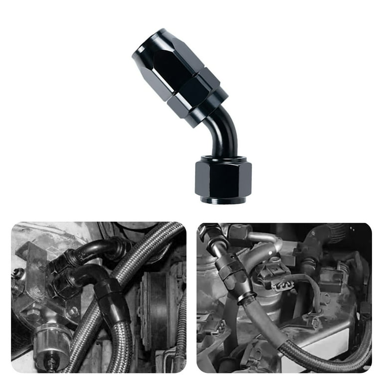 PTFE AN-12 12AN BLACK 45 DEGREE Swivel FULL FLOW Fuel Oil Braided Hose Fitting E