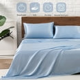thumbnail image 6 of MR&HM Satin Sheet Set 4 Pcs, California King Size Silky Elegant Bed Sheets, with Flat Sheet, Deep Pocket Fitted Sheet for Mattress and Matching Satin Pillow Cases (California King Size, Light Blue), 6 of 7