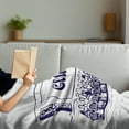 thumbnail image 3 of Movie Theater Soft Flannel Fleece Throw Blanket, Hand Drawn Illustration Audience Sitting in Theater Waiting the Movie, Cozy Plush for Indoor and Outdoor Use, 70" x 90", Navy Blue White, by Ambesonne, 3 of 5