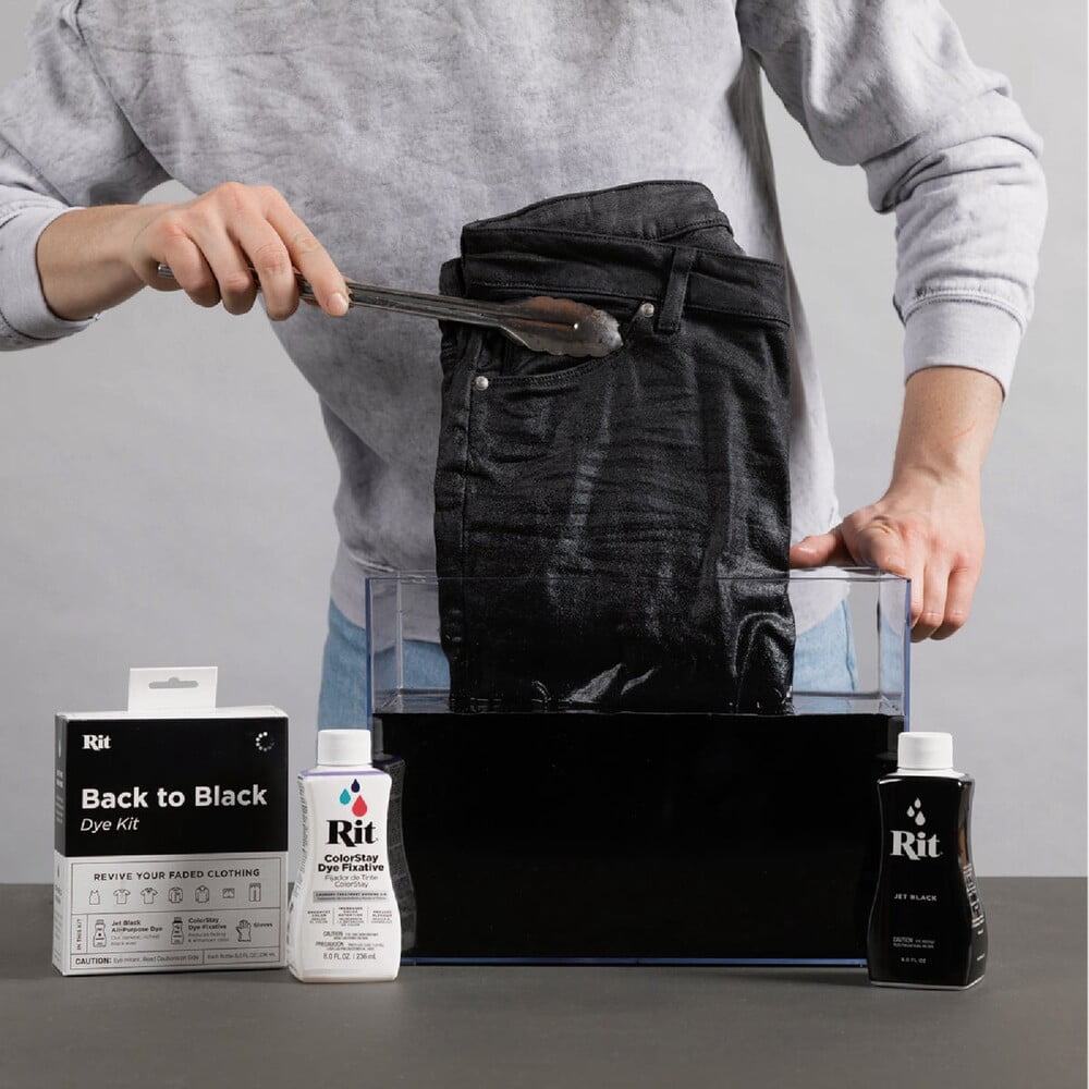 Rit Back to Black Fabric Dye Kit – Black Clothing Dye and Fixative for Cotton, Polyester & Blends