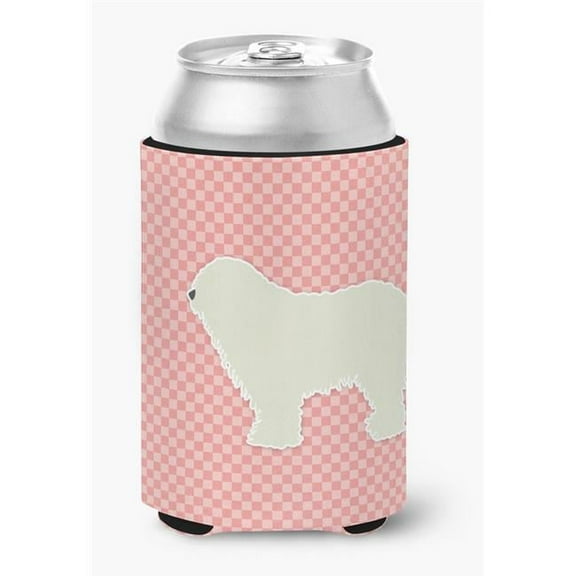 Komondor Checkerboard Pink Can or Bottle Hugger