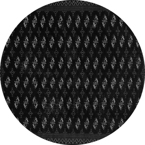 Ahgly Company Indoor Round Abstract Gray Modern Area Rugs, 7' Round