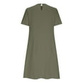 thumbnail image 5 of Dyegold Sundresses for Women Casual Beach - Sun Dress Womens Round Neck Short Sleeve Solid Linen Cotton Midi Sun Dresses ​Casual Boho Loose ​Vacation ​Dresses, 5 of 6
