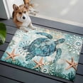 thumbnail image 4 of Teal Sea Turtle Coastal Area Rugs 2x3 for Living Room, Nautical Summer Beach Starfish Non Slip Washable Rug Runner, Low Pile Indoor Floor Carpet Mat Bathroom Rugs for Bedroom, Kids Room, 4 of 9