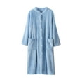 thumbnail image 1 of Tnhcen Women's Thickened Fleece Sleep Robe - Button Front Bathrobe with Two Large Pockets Plus Size L-XL Solid Sleepwear Homewear, 1 of 3