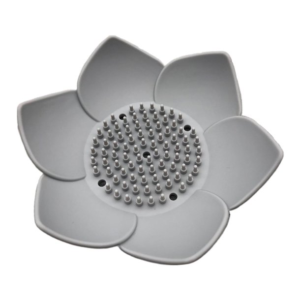 Jaboneras de silicona con escurridor - Jabonera de baño con forma de loto para ducha - Jabonera para fregadero - Jabonera con forma floral para bañera (paquete de 1/4)
