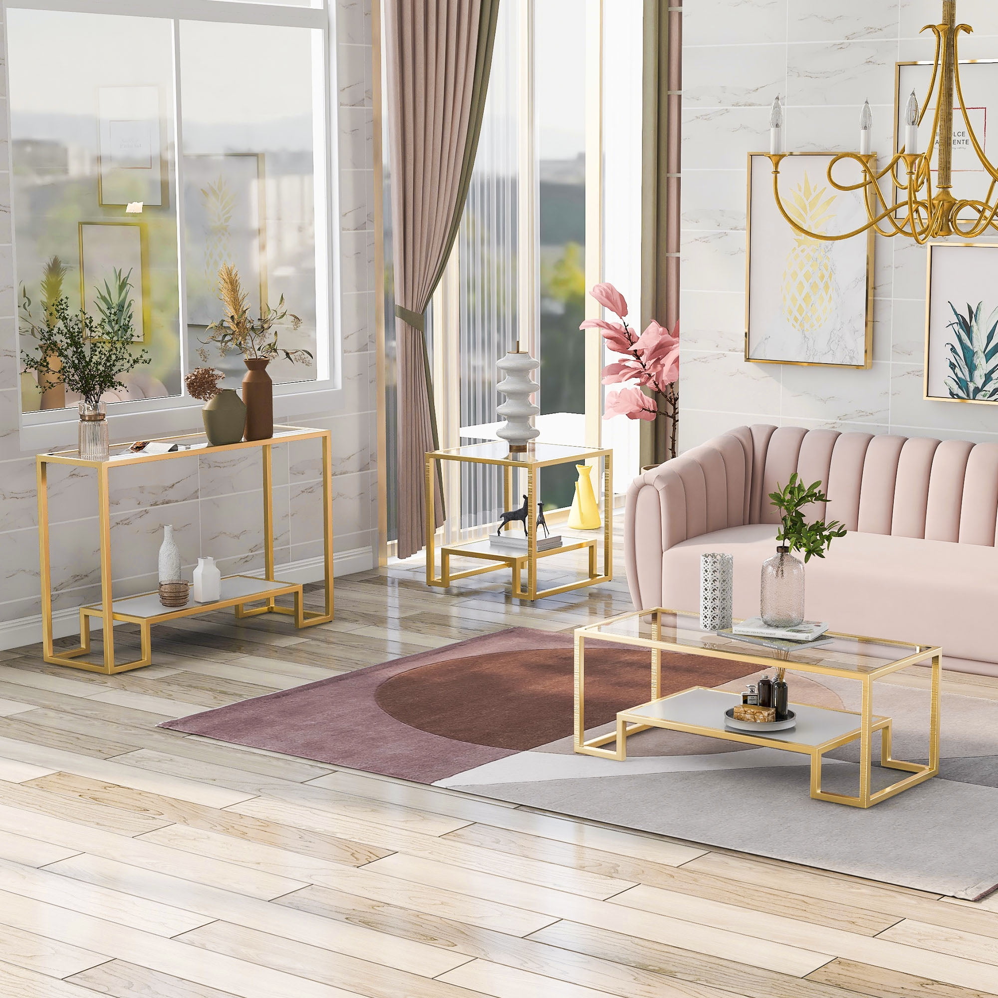 Bornmio ONTREND Modern, Minimalist Design Living Room 3Piece Table