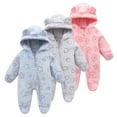thumbnail image 4 of GYRATEDREAM 0-12M Newborn Baby Snowsuit Bear Hooded One Piece Romper Winter Warm Coat Infant Footie Jumpsuit for Girls Boys, 6-9M, 4 of 4