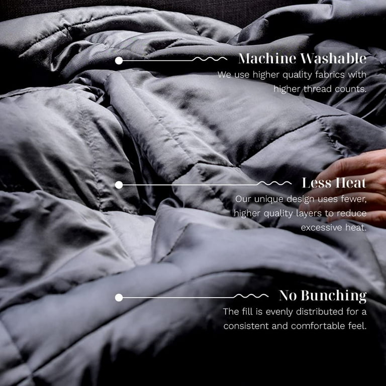 LUXOME Cooling Weighted Blanket for Adults with Integrated Cover 18 lbs 60 x80 Grey Queen Size