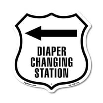 Diaper Changing Station Left (2 Pack) 18 inch X 18 inch Shield Shaped Commercial Grade Plastic Signs Weather Resistant Made in the USA