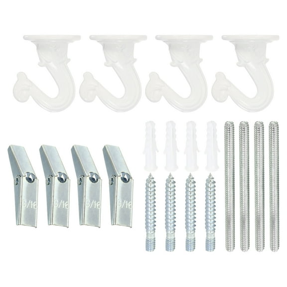 Uxcell 1.5" x 1.3" Ceiling Hook, 4 Set of Ceiling Orchid Hooks with Mounting Hardware, White