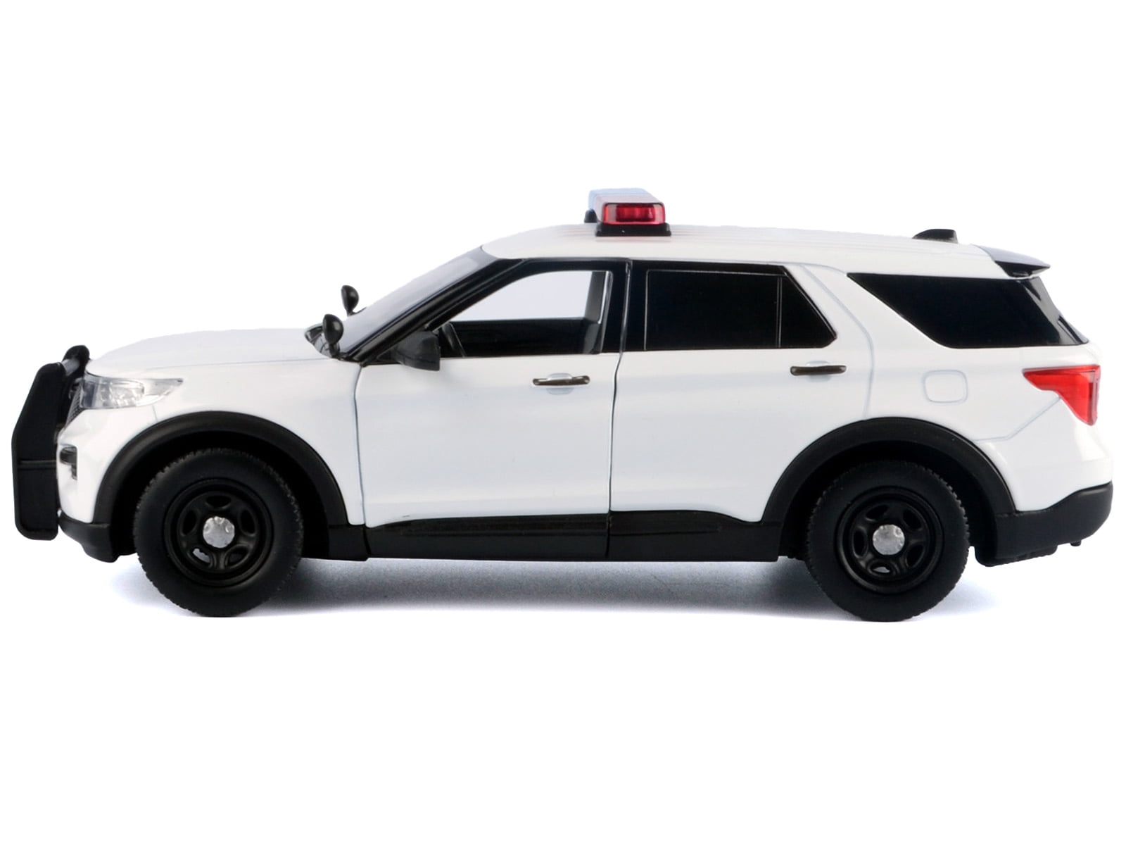 2022 Ford Police Interceptor Utility Plain White with Flashing Light Bar and Lights and Sounds 1/24 Die Cast Model Car Motormax