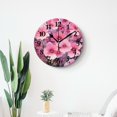 IMPCOKRU 10 inch Round Wall Clock,Pink Flowers Exquisite,Silent Non