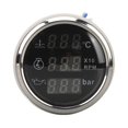 thumbnail image 1 of Water Temp Gauge Speed Oil Pressure Meter 52mm 3 in 1 Digital Display Meter for RV Yacht Fishing Boat Ship DC 9 to 32V Black Dial Plate Silver Bezel, 1 of 5