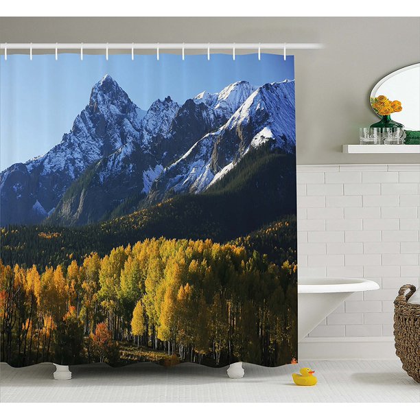 Americana Landscape Decor Shower Curtain By Snow Village Mountain Retreat Colorado Park Pine Region Peak Fabric Bathroom Decor Set With Hooks By Ambesonne Walmart Com Walmart Com