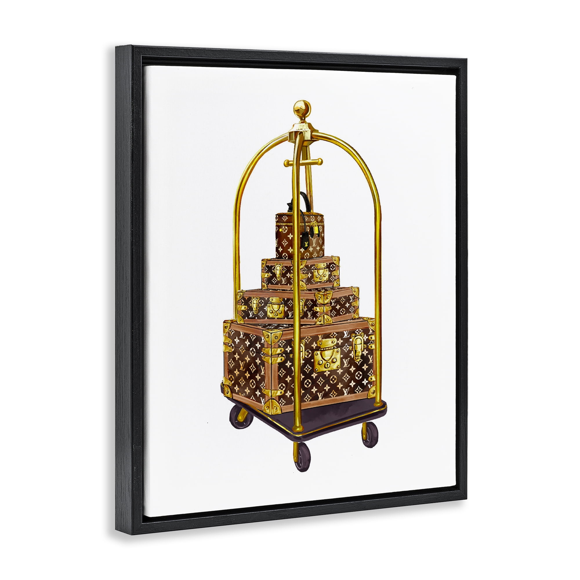 Glam Hotel Luggage Black Framed Floater Canvas Wall Art, design by Ziwei Li