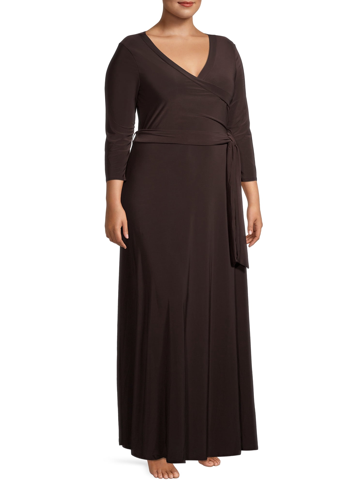 ella samani women's plus size short sleeve maxi wrap dress Ella Samani Women's Plus Size Short Sleeve Easy Knit Wrap Dress