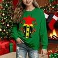 thumbnail image 2 of Sweatshirts For Girls Unisex Girls Christmas Sweatshirts Cartoon Print Long Sleeve Crew Neck Soft Comfortable Kids Casual Daily Wear Top Boys Hoodies Dark Green 3 Years-4 Years, 2 of 4