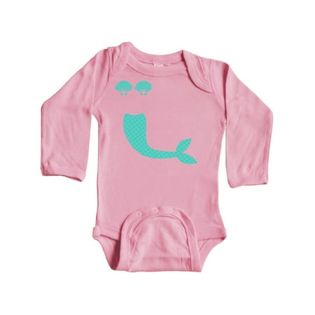 

Inktastic Mermaid Tail and Shells Gift Baby Boy or Baby Girl Long Sleeve Bodysuit