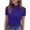 Blue, variant on Women's High Neck Tees Ribbed Short Sleeve T-Shirt with Scallop Trim Stretchy Summer Top Green S