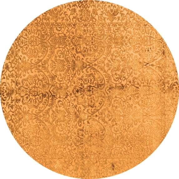 Ahgly Company Indoor Round Abstract Orange Contemporary Area Rugs, 8' Round