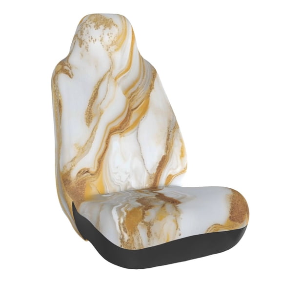Car Seat Cover Set (1-Piece) Front Seat Cushion Cover Elastic Breathable Seat Pad Universal Fit For Women & Men Suv, Truck, Van Car Seat Cover Accessories Gold Marble_2