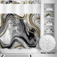 thumbnail image 4 of No Hook Shower Curtain with Built-in Rings - Black and White Marble Washable Waterproof Fabric Bathroom Curtains for Hotel,Rentals, 72 X 72 Inch Long , Abstract Golden Lines, 4 of 9