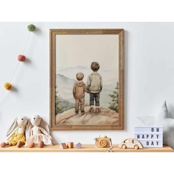 Brothers Room Print, Shared Brothers Bedroom Decor, Brother Adventure Print, Vintage Boy Adventure Art, Mountain Nursery Wall Art Wall Art, Modern Wall Decor, 8x12 UNFRAMED