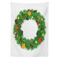 thumbnail image 3 of Ambesonne Christmas Tablecloth Rectangular Table Cover, Evergreen Wreath Art, 60"x84", Green White, 3 of 4