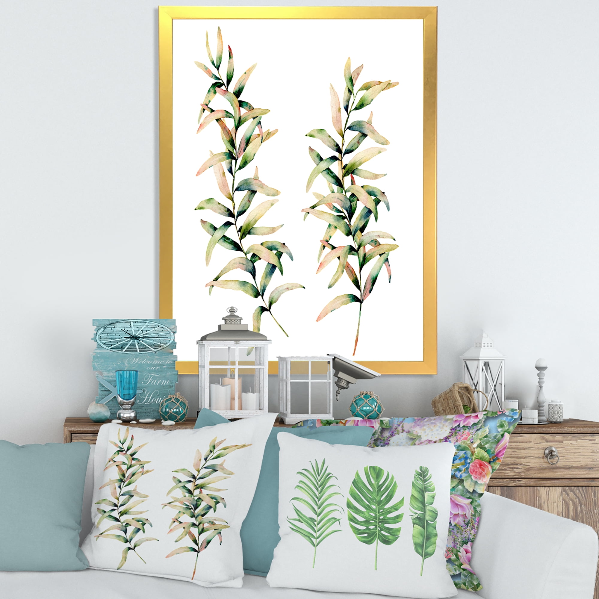 Designart 'Autumn Branches of Grass ' Traditional Framed Art Print