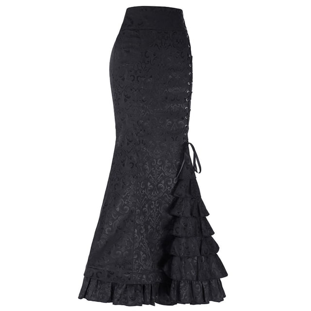Kcodviy Jupe Style Queue de Poisson pour Femmes Justaucorps de Ballet avec Jupe Longue Rétro à Volants Punk Mini Jupe Vintage Moulante