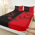 thumbnail image 2 of Manfei King and Queen Twin Sheet Sets, Romantic Valentines Day Twin Fitted Sheet, Black Red Love Heart Flat Sheet, Microfiber Bedroom Decor, 3 Pieces, 2 of 6
